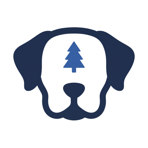 Pooches in Pines moon-and-hound emblem